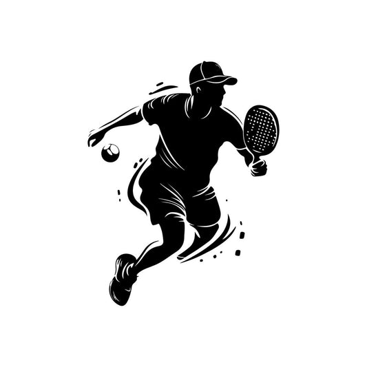 tennis, sports, athlete, silhouette, black and white, monochrome, modern, active wear, recreation, racquet sport, motion, dynamic, energetic, sporty, fitness, game, court sport, minimalist, graphic, line art, action, movement, unisex, contemporary, athletic wear, hobby, leisure, casual style
