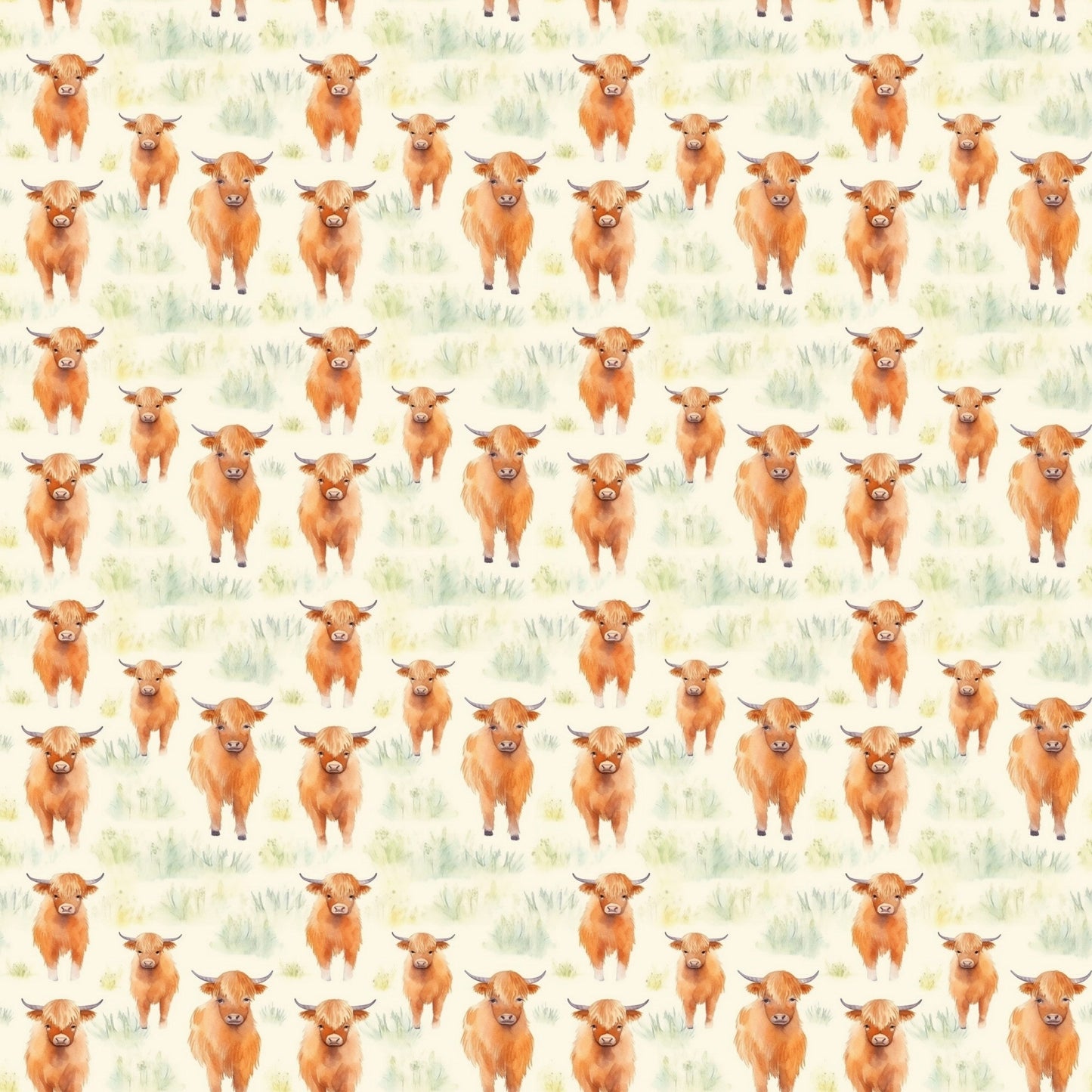 Funky Highland Cows Pattern 12 Quilting Cotton Fabric