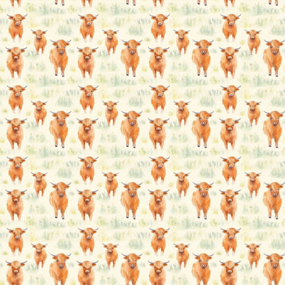 Funky Highland Cows Pattern 12 Quilting Cotton Fabric