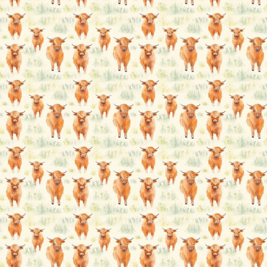 Funky Highland Cows Pattern 12 Quilting Cotton Fabric