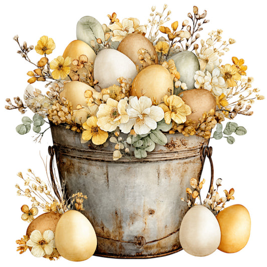 cream, gold, tan, beige, white, sage green, dusty blue, rust, easter, spring, eggs, flowers, floral, daisies, dried flowers, eucalyptus, vintage, rustic, farmhouse, cottage core, botanical, natural, whimsical, pastoral, shabby chic, country, neutral tones, soft colors, celebration, nest