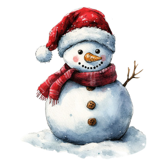 Watercolor Christmas Snowman Fabric Panel 2