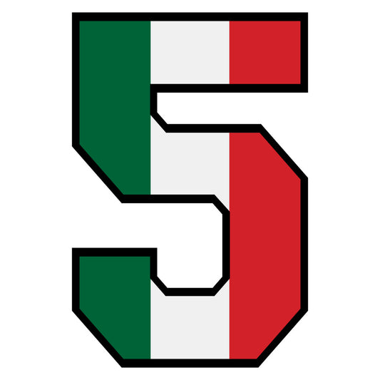 green, white, red, mexican flag colors, number five, numeral, tricolor stripes, patriotic, fabric panel, quilting cotton, bold number, geometric design, educational, learning theme, children's fabric, craft material, sewing project, mexican heritage, national colors