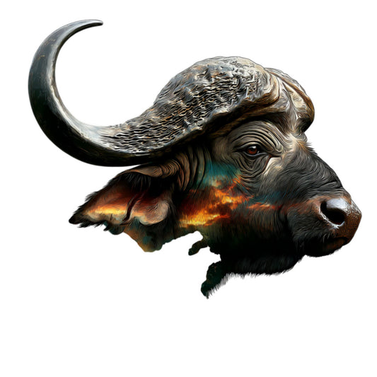 bull, cattle, animal, wildlife, farm animals, farmhouse, rustic, bronze, copper, charcoal gray, dark brown, cream, burnt orange, teal accents, realistic, detailed illustration, nature-inspired, western, livestock, masculine, bold, statement print, home decor, wall art, contemporary, earthy tones, autumn colors, large scale print