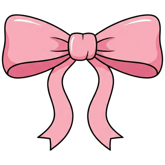 rose pink, blush pink, ribbon, bow, feminine, elegant, whimsical, gift, celebration, party, baby girl, nursery, sweet, romantic, vintage, decorative bow, tied ribbon, girly, spring, pastel, light pink, darker pink, gradient shading, single motif, centered design, special occasion, baby shower, girl nursery, pretty, delicate