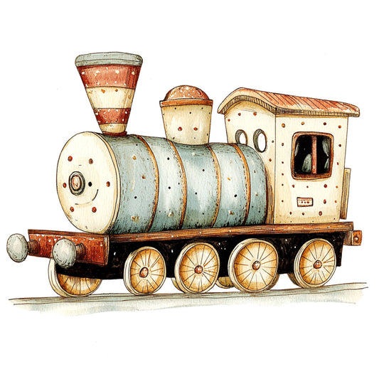 Cute Trains Fabric Panel 1