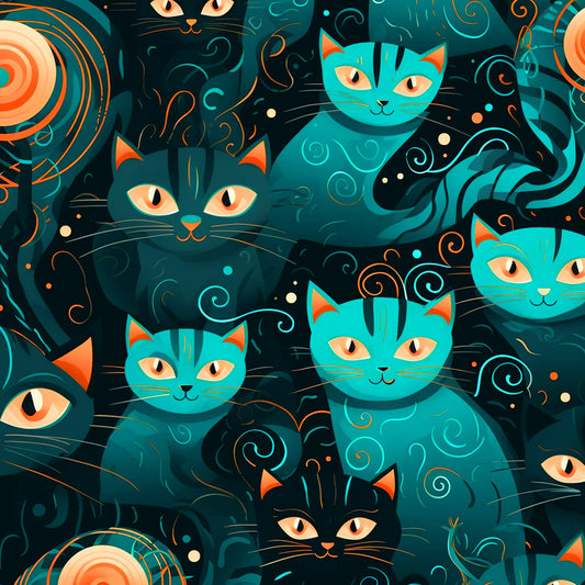 Suspicious Cats Pattern 7 Quilting Cotton Fabric