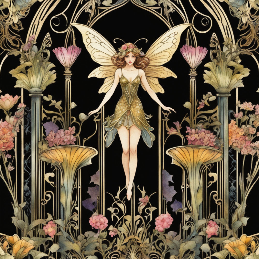 Art Nouveau Fairies Fabric Panel 23