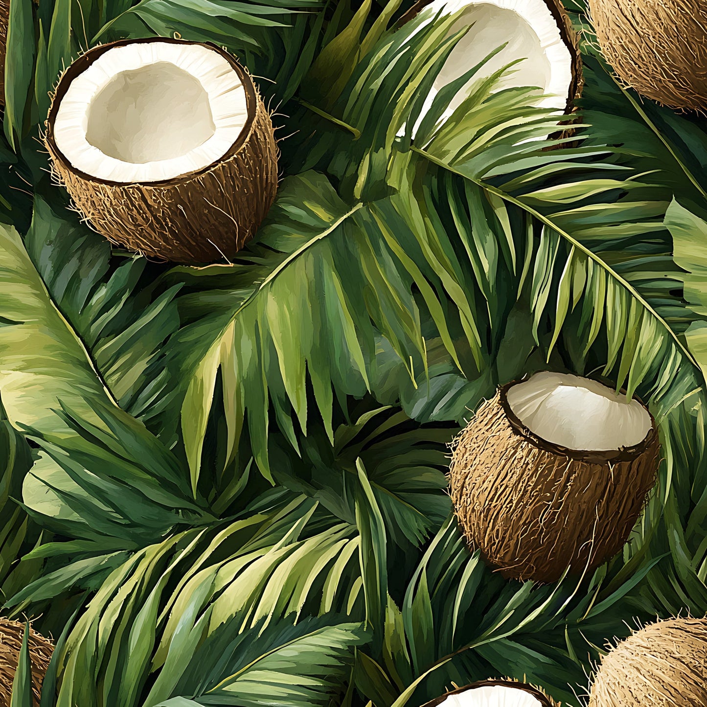 Coconut Jungle Leaves Pattern 16 Quilting Cotton Fabric