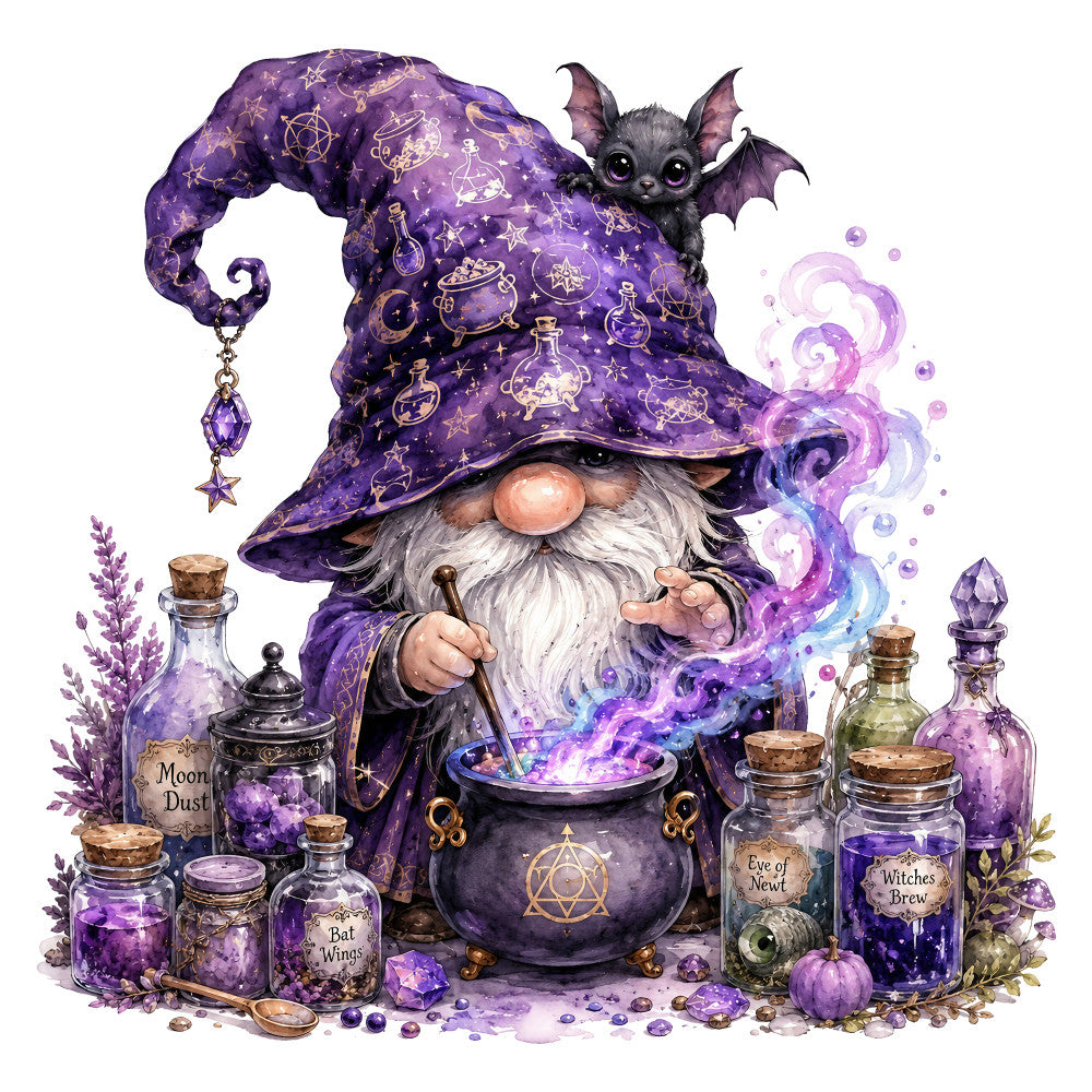 purple, deep purple, lavender, dark purple, gold accents, wizard, witch, magical, mystical, celestial, stars, moons, potions, spells, whimsical, enchanted, fantasy, gothic, dark fantasy, potion bottles, cauldron, bat, mystical herbs, spell book, alchemical symbols, magical theme, halloween, autumn, fantasy art, enchantment