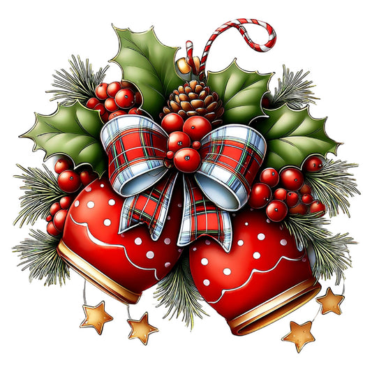 red, cream, forest green, gold, plaid, holiday, christmas, mittens, holly, berries, candy cane, pinecone, festive, traditional, whimsical, winter, seasonal, decorative, stars, gingerbread, rustic, elegant, vintage, nostalgic, cheerful, red and white, green leaves, polka dots, scalloped edges, Christmas panel