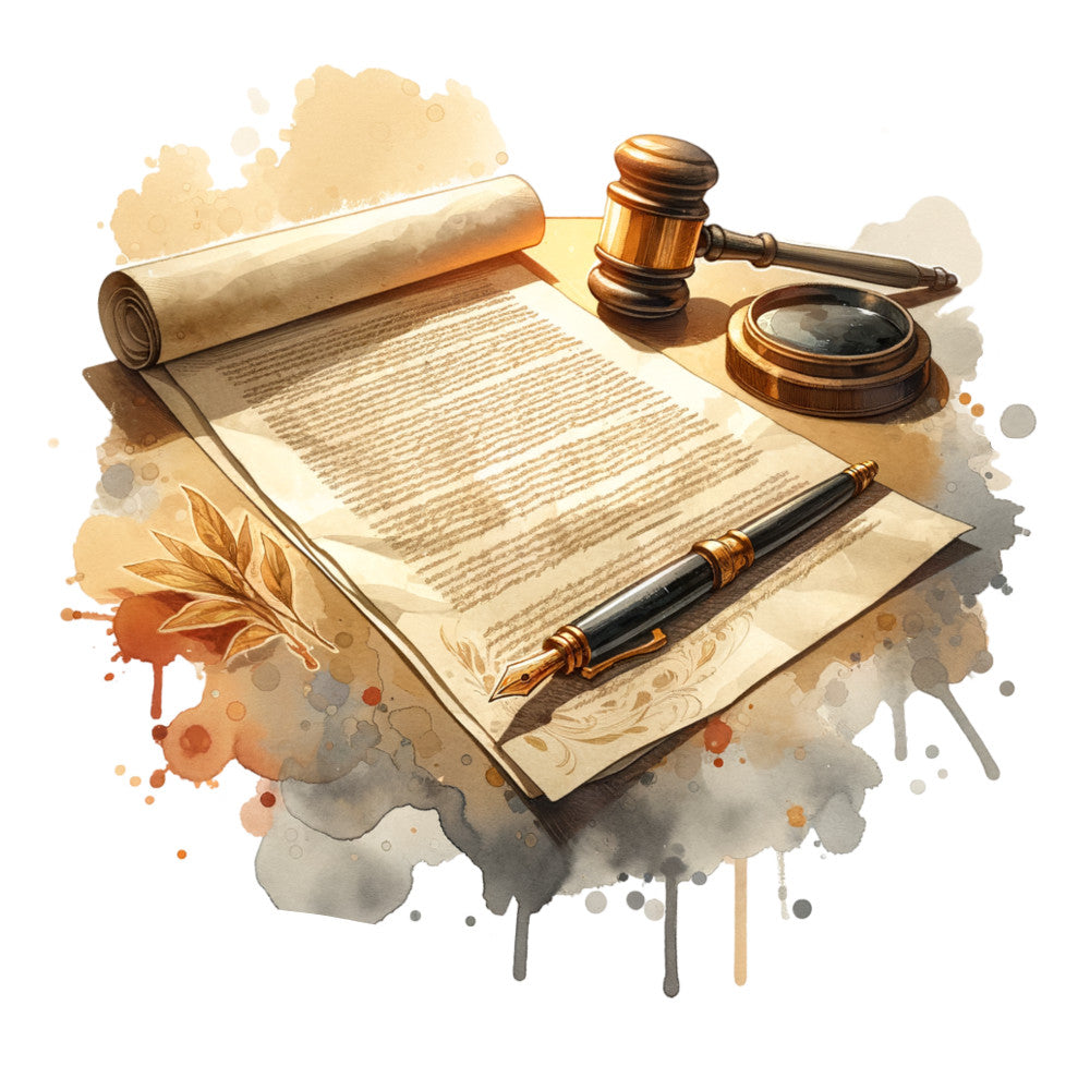 legal theme, justice, gavel, law, vintage, cream, tan, beige, gold, brown, abstract, watercolor, splatter, ink blots, professional, scholarly, document scroll, magnifying glass, elegant, traditional, literary, study, office décor, educational, antique, parchment, sepia tones, intellectual, classic, timeless