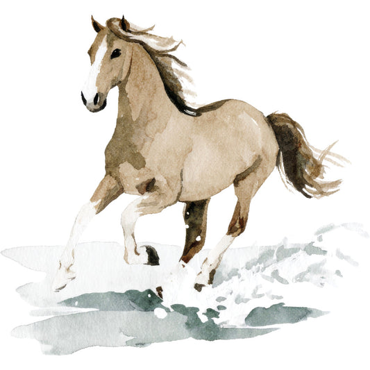 Watercolor Horses Fabric Panel 36