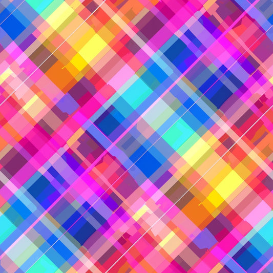 Neon Gingham Pattern 13 Quilting Cotton Fabric