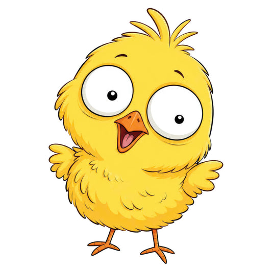 bright yellow, golden yellow, orange, cute chick, baby chick, cartoon bird, whimsical, playful, children's fabric, baby themed, farm animals, farmhouse style, spring, easter, cheerful, happy, expressive eyes, fluffy feathers, animal characters, kids fabric, nursery decor, fun prints, colorful, vibrant, illustrated animals, storybook style, baby quilt, wall hanging, cheerful prints