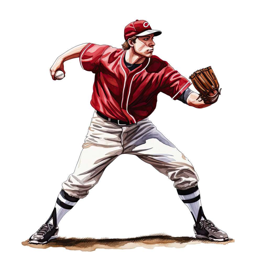baseball, sports, vintage baseball, red team, americana, retro sports, baseball player, pitcher, classic baseball, sports themed, red and white, cream colored, nostalgic, traditional sports, boys themed, athletic wear inspired, vintage americana, baseball uniform, mid-century style, sports fan, baseball diamond, traditional, heritage, collectible, recreational, all-american, sports memorabilia, active lifestyle