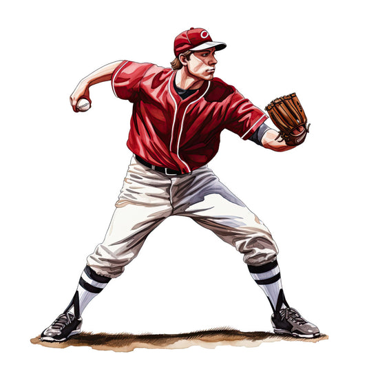 baseball, sports, vintage baseball, red team, americana, retro sports, baseball player, pitcher, classic baseball, sports themed, red and white, cream colored, nostalgic, traditional sports, boys themed, athletic wear inspired, vintage americana, baseball uniform, mid-century style, sports fan, baseball diamond, traditional, heritage, collectible, recreational, all-american, sports memorabilia, active lifestyle
