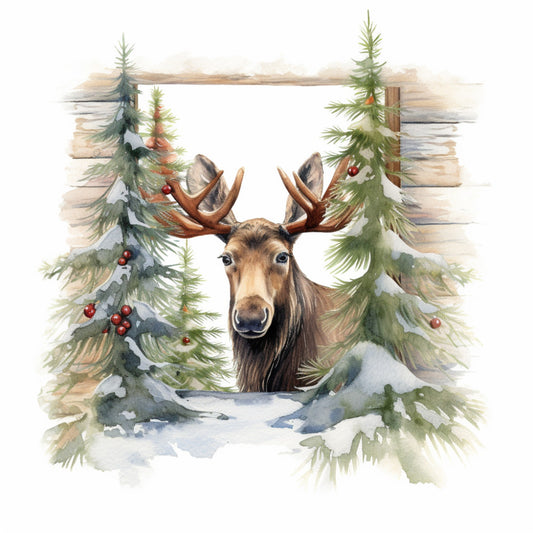 Peeking Moose Fabric Panel 11