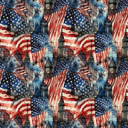 Patriotic Grunge Pattern 2 Quilting Cotton Fabric