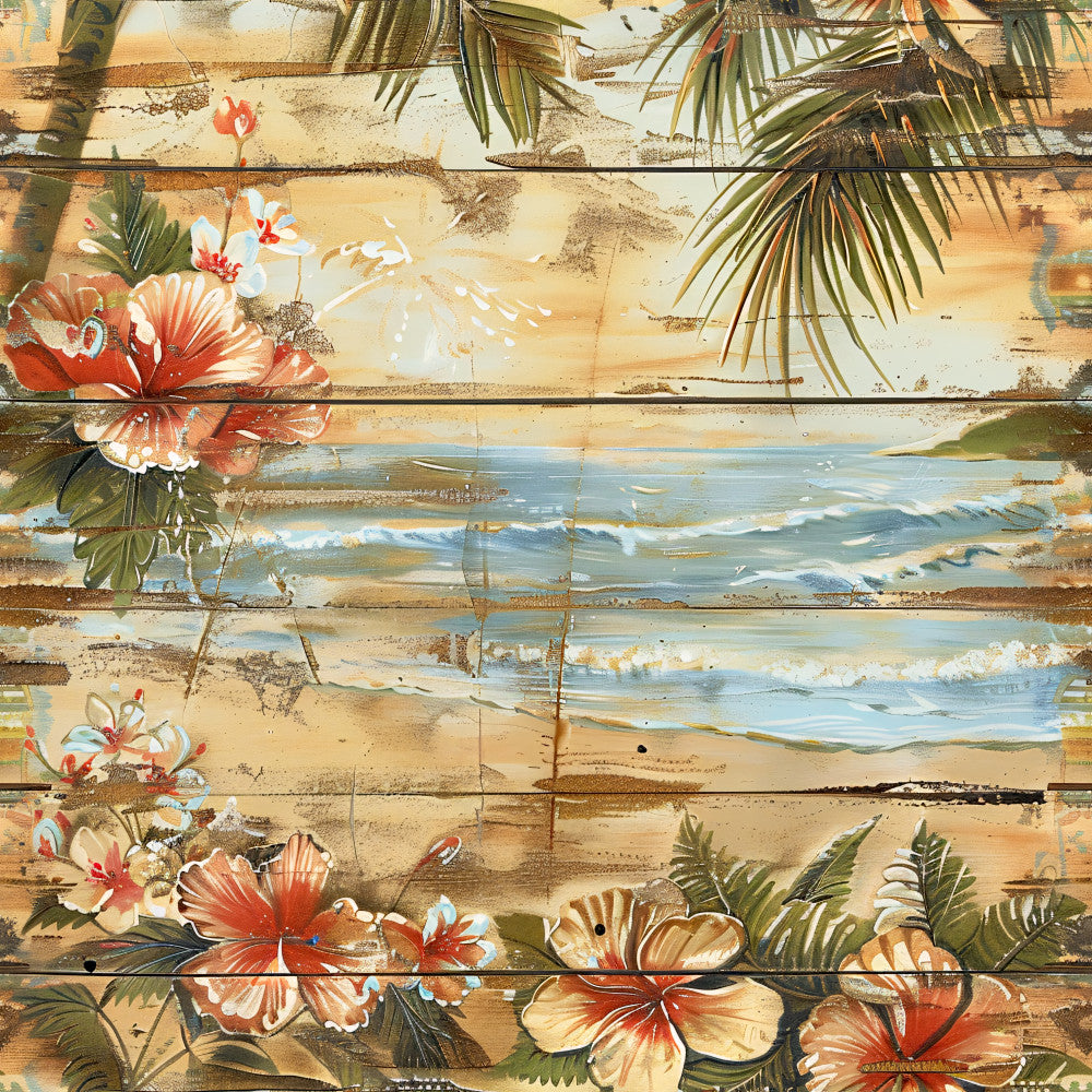 Tropical Beach Scenes Fabric Panel 5