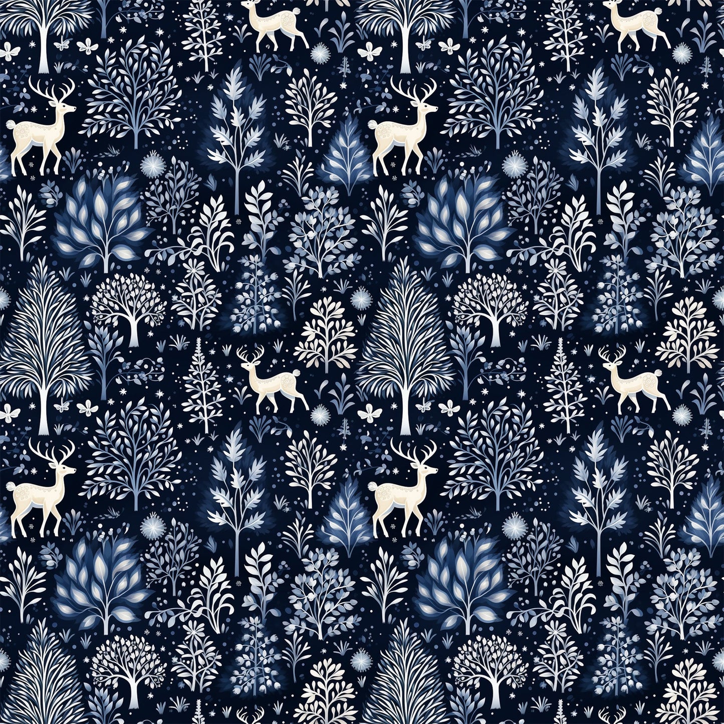 Delft Blue Winter Pattern 9 Quilting Cotton Fabric