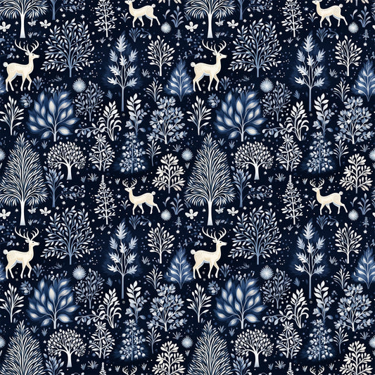 Delft Blue Winter Pattern 9 Quilting Cotton Fabric