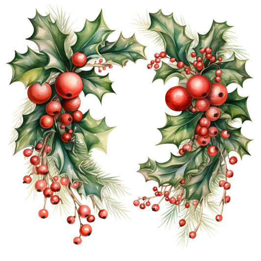 Holly and Baubles Fabric Panel 24