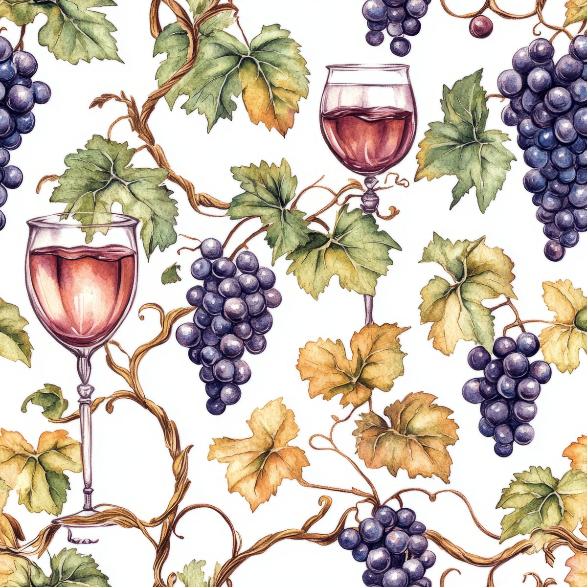 Grapes and Goblets Pattern 23 Minky Fabric