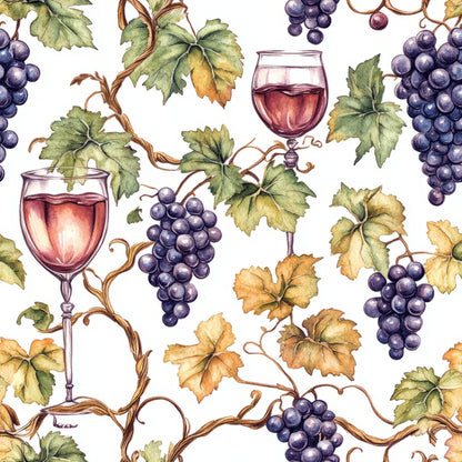 Grapes and Goblets Pattern 23 Minky Fabric