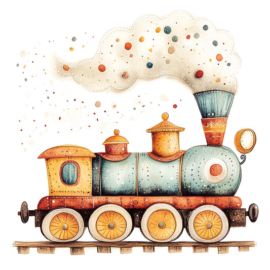 Cute Trains Fabric Panel 12
