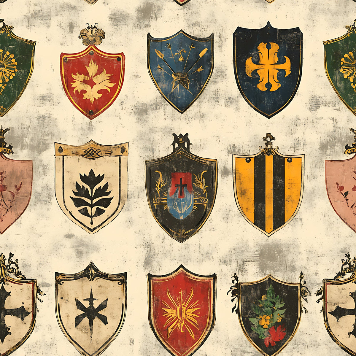 Medieval Heraldry Pattern 3 Minky Fabric