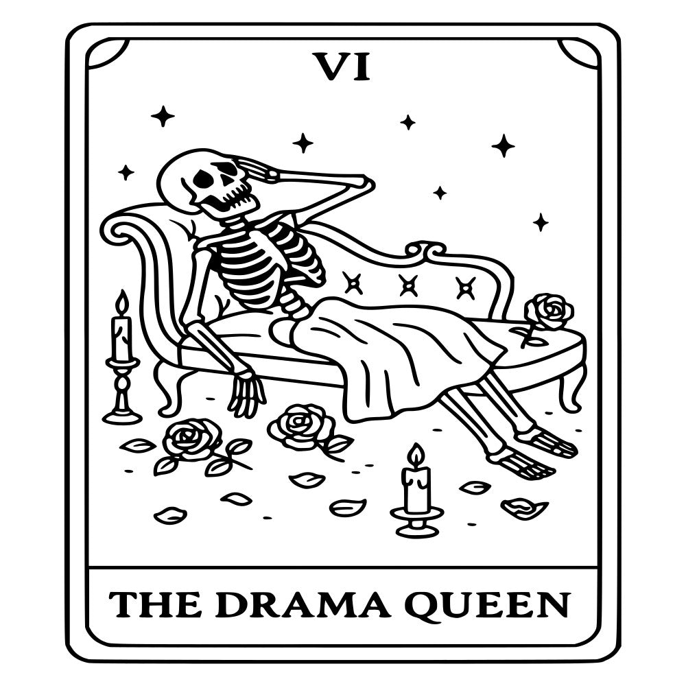 skeleton, tarot card, gothic, black and white, celestial, stars, roses, dramatic, vintage, occult, mystical, dark academia, goth, elegant, spooky, macabre, moon phase, candles, romance, romantic, whimsical, theatrical, alternative, moody, decorative panel, wall hanging, home decor, statement fabric, bold design