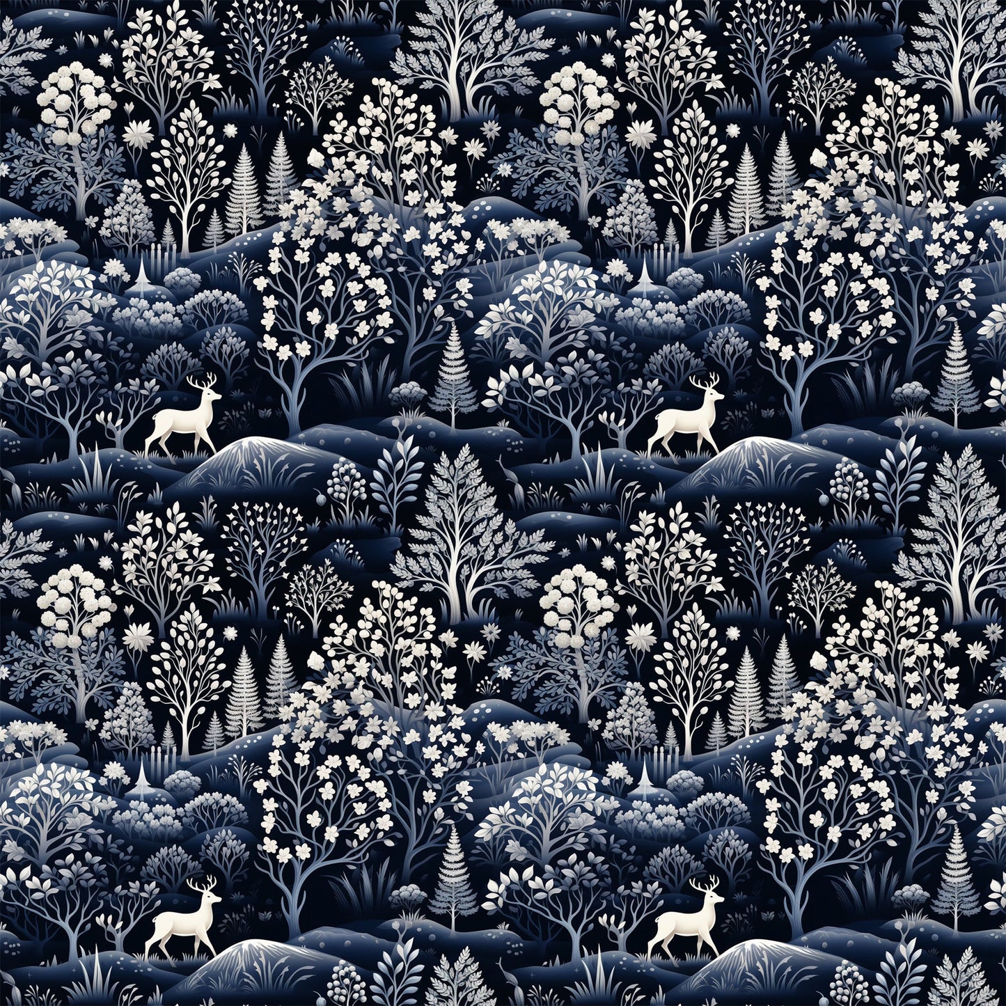 Delft Blue Winter Pattern 3 Quilting Cotton Fabric