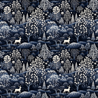 Delft Blue Winter Pattern 3 Quilting Cotton Fabric