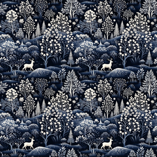 Delft Blue Winter Pattern 3 Quilting Cotton Fabric