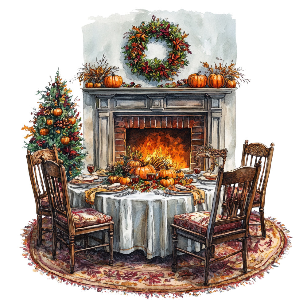 Watercolor Thanksgiving Fabric Panel 22