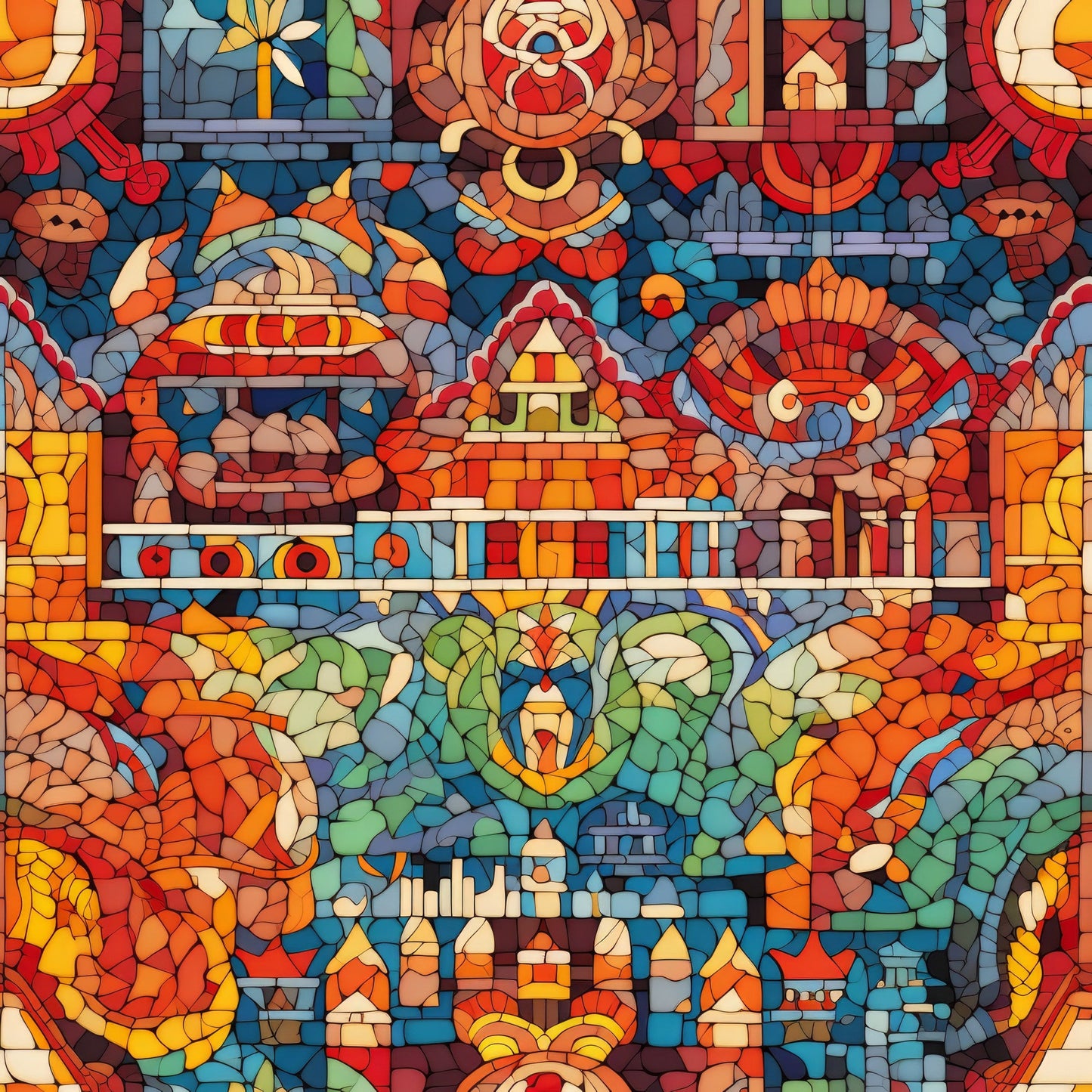 Mosaic Art Pattern 12 Quilting Cotton Fabric