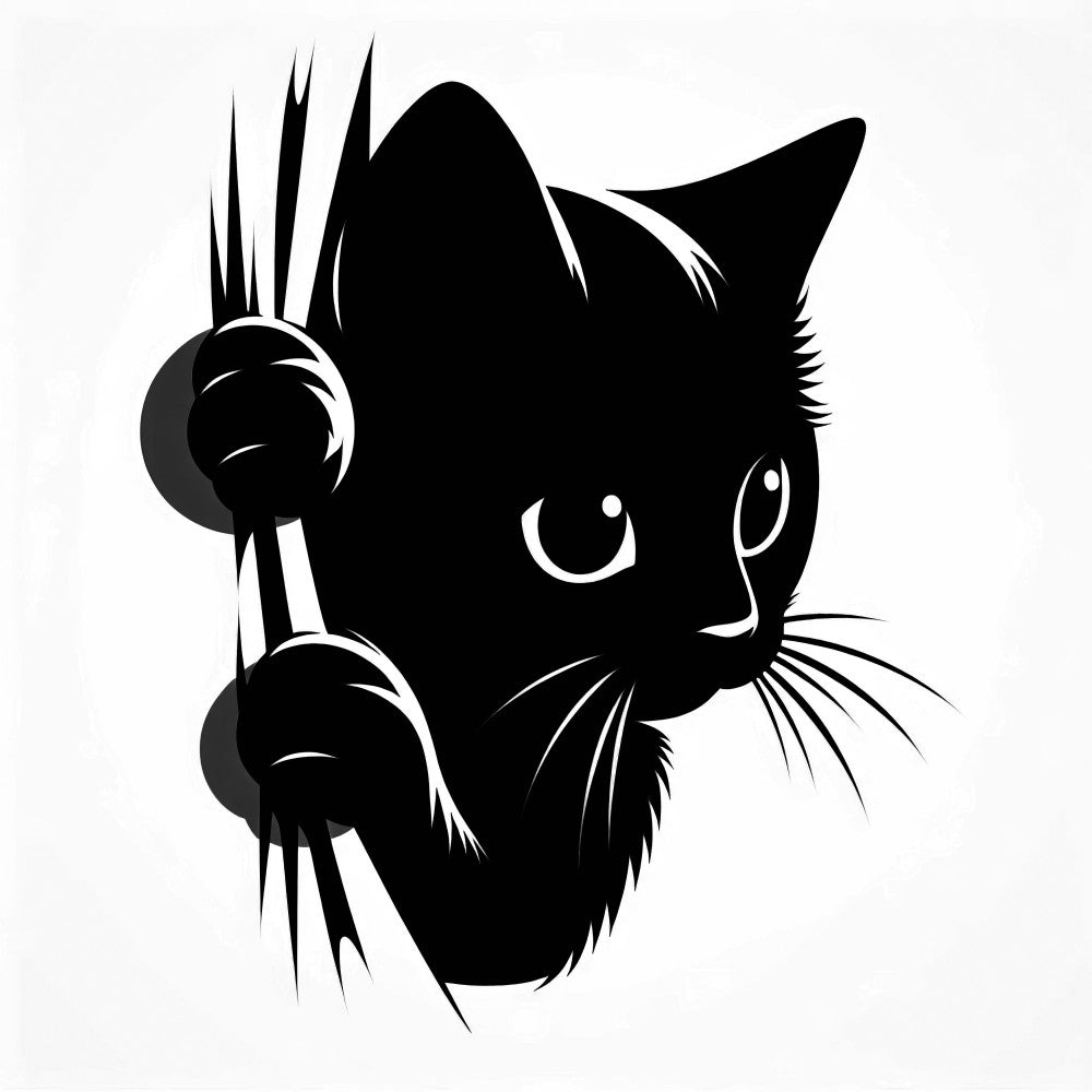 Peeking Black Cat Fabric Panel 1