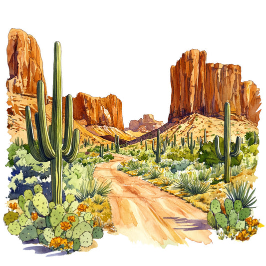 Watercolor Texas Fabric Panel 26