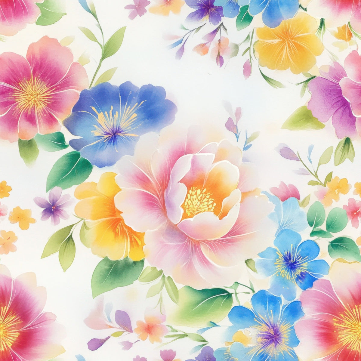 Watercolor Petal Garden Pattern 4 Minky Fabric