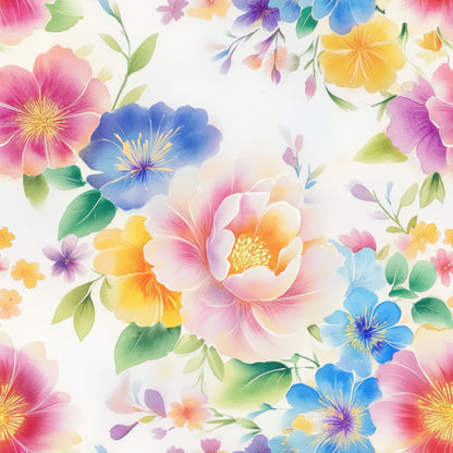 Watercolor Petal Garden Pattern 4 Minky Fabric