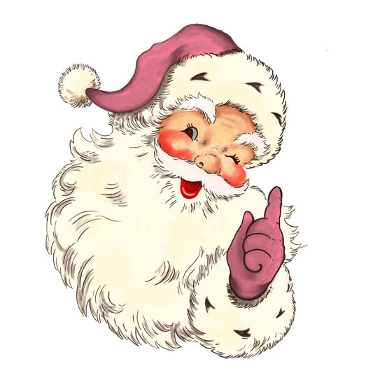Pink Hat Santas Fabric Panel 1