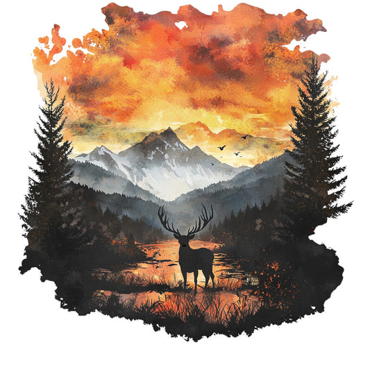 Deer in Nature Fabric Panel 27