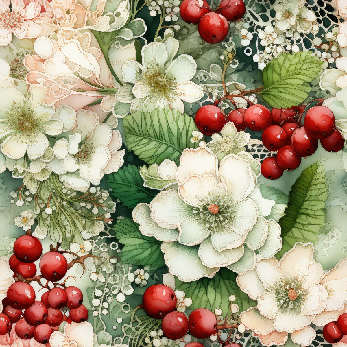 Winterberry Blooms Pattern 11 Minky Fabric