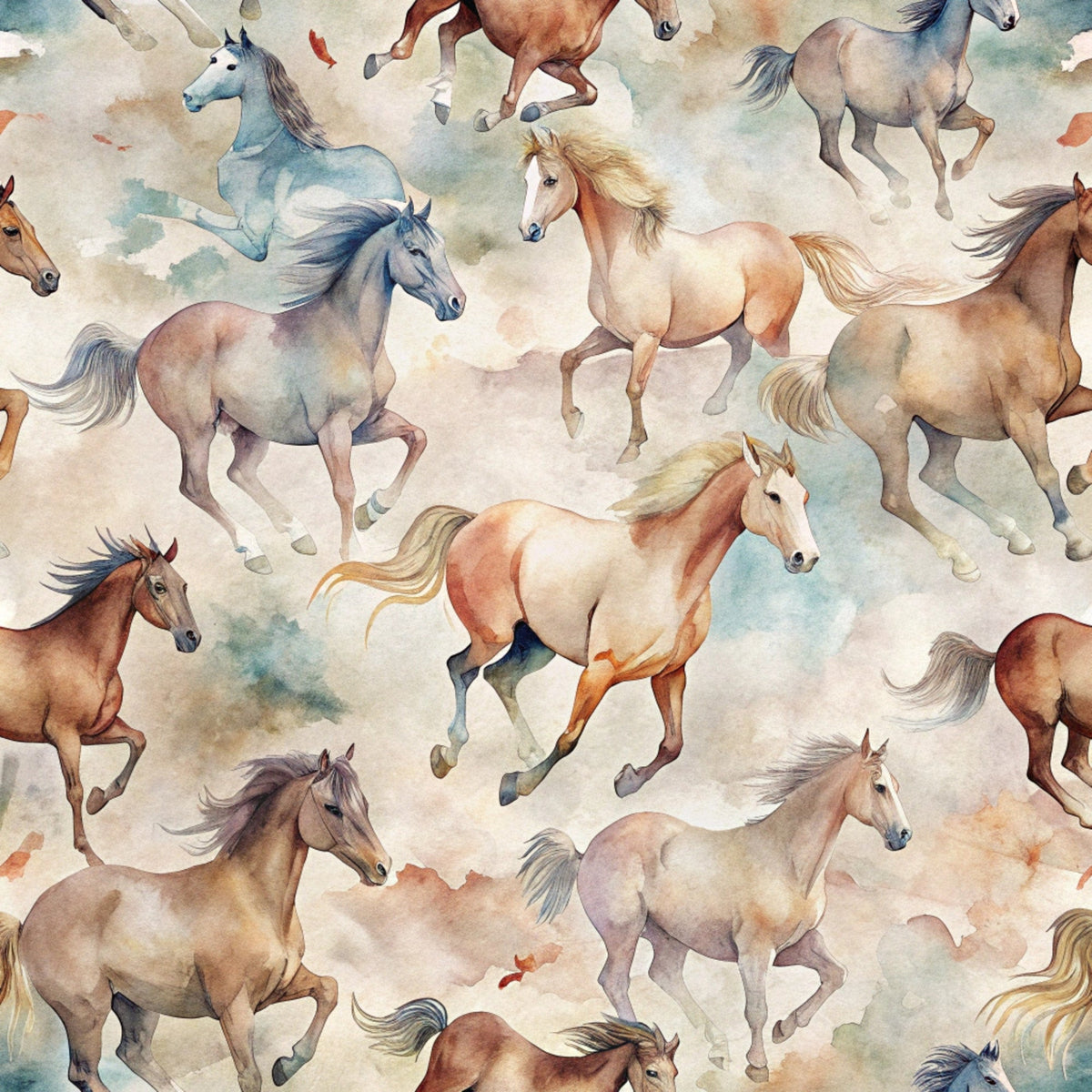 Galloping Mustangs Pattern 25 Minky Fabric