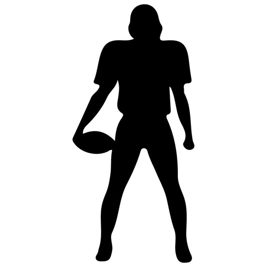 sports, football, american football, silhouette, athlete, male figure, black, monochrome, modern, bold, geometric, sports themed, team spirit, athletic wear, football player, uniform, action pose, masculine, contemporary, graphic design, home decor, wall art, sports fan, game day, locker room, gym themed, fitness, strength, power, dynamic