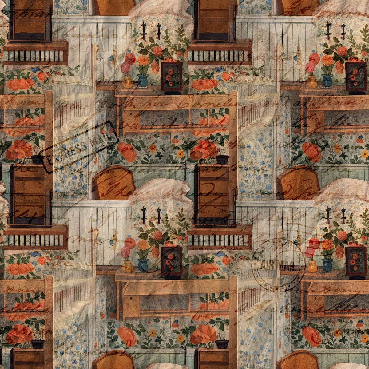 Postmarked Parlor Pattern 6 Minky Fabric