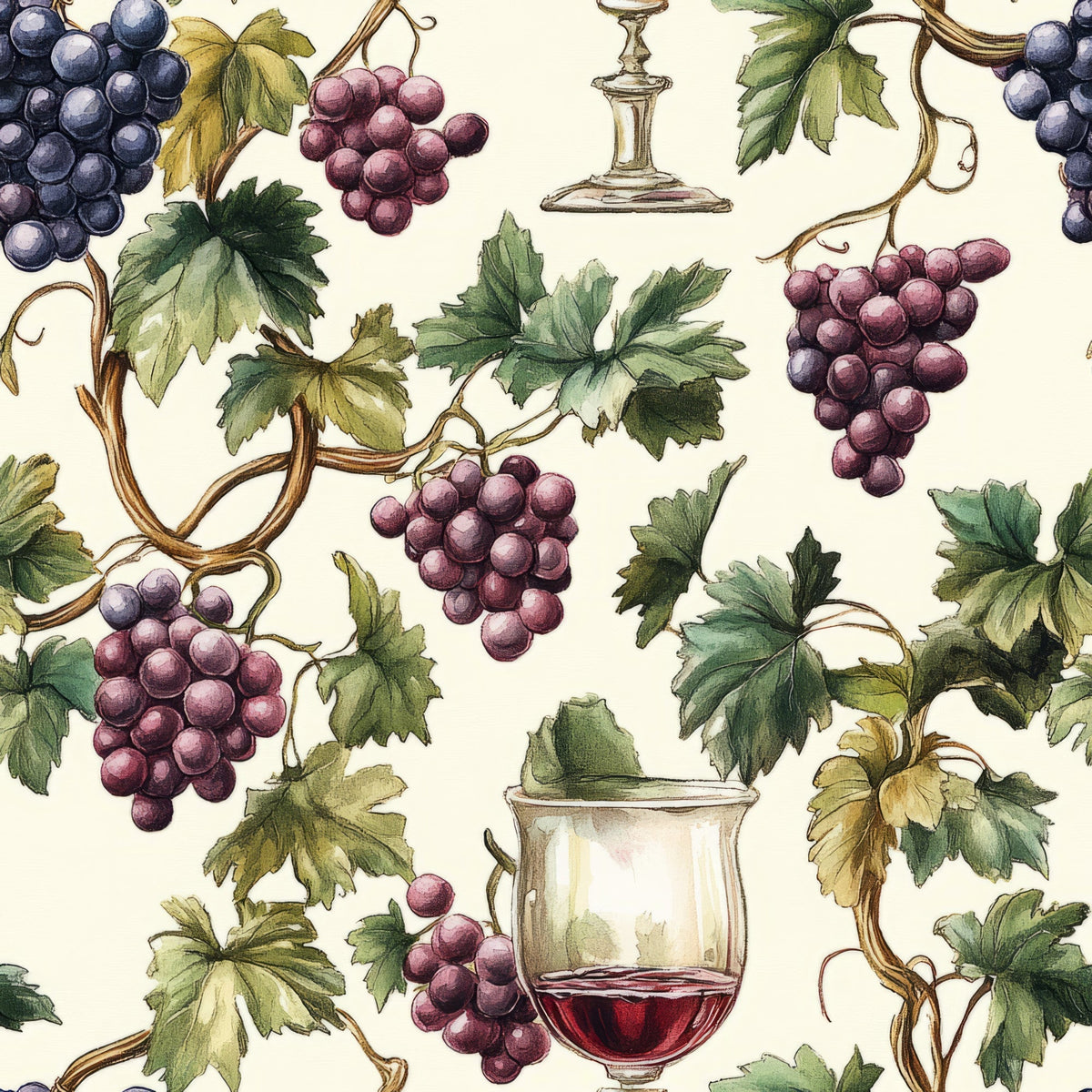 Grapes and Goblets Pattern 10 Minky Fabric
