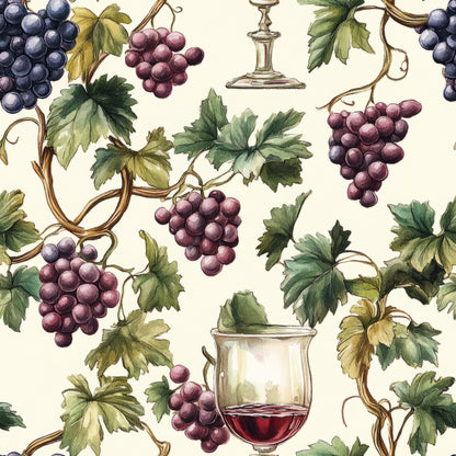 Grapes and Goblets Pattern 10 Minky Fabric