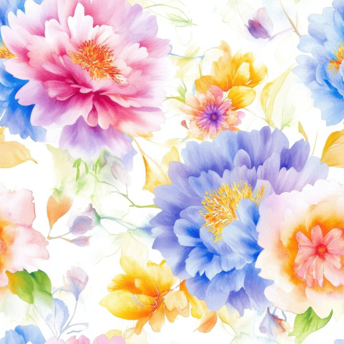 Watercolor Petal Garden Pattern 5 Minky Fabric